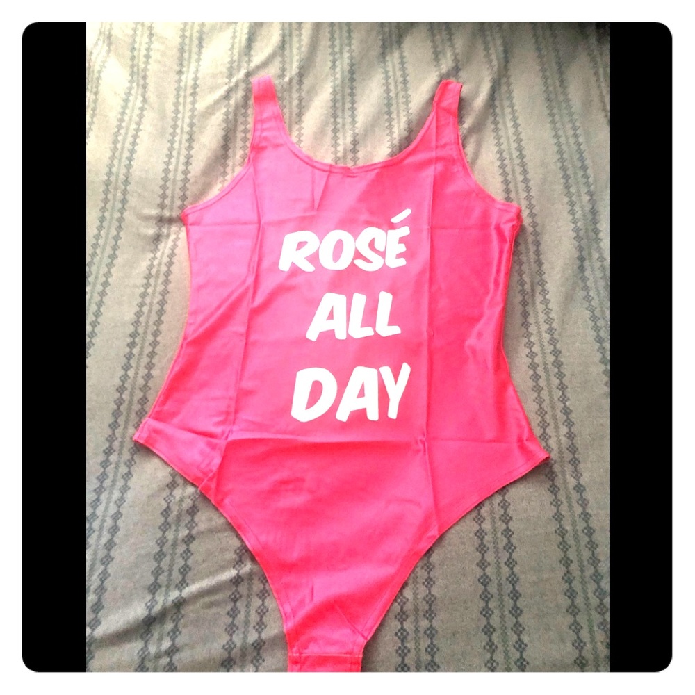 Women’s pink bodysuit cute letter print - Picture 1 of 1